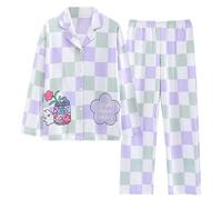 GOSO Pyjama pour fille 8, 9, 10, 11, 12, 13, 14 ans, pyjama imprimé de dessins animés, hauts et pantalons longs, vêtements de nuit pour enfants, Violet (19p2), 15 ans