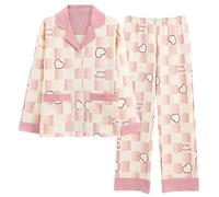 GOSO Pyjama pour fille 8, 9, 10, 11, 12, 13, 14 ans, pyjama imprimé de dessins animés, hauts et pantalons longs, vêtements de nuit pour enfants, Rose (19f4), 13 ans