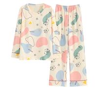 GOSO Pyjama pour filles 8 9 10 11 12 13 - 14 ans Joli Pyjama pour adolescentes avec imprimé de dessins animés Hauts et pantalons longs Ensemble de nuit pour grandes filles, 11 ans