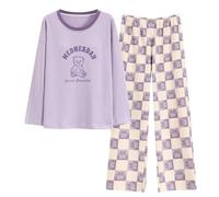 GOSO Pyjama pour filles 8, 9, 10, 11, 12, 13 - 14 ans, mignon pyjama pour fille avec imprimé de dessins animés, hauts et pantalons longs Big Tween Girl Nightwear, 29p4 Violet, 15 ans