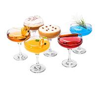 GOSOYO Lot de 6 Verres Cocktail (9 oz/270 ml). Verres à Expresso Martini, Margarita, Coupés Elégants et Coupe Champagne, Verrerie à Longue Tige