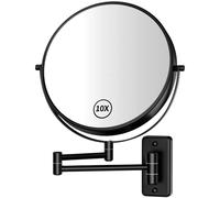 Gospire Miroir de Maquillage 22,9 cm, grossissement 1X/10x, Miroir Rotatif Double Face, Miroir Noir Poli pour Salle de Bain, Miroir Mural pour Femme et Homme