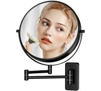 Gospire Miroir de maquillage mural de grande taille de 22,9 cm avec grossissement 1x/10x, double face pivotant à 360°, miroir mural extensible chromé poli pour salle de bain pour homme et femme, noir
