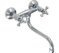 gospo Robinet de cuisine mural rétro avec kit de montage et joints, mitigeur classique, robinet de lavabo longue version (Chrome)