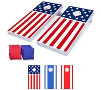 GoSports 4 x 2 ft All Weather Cornhole Boards - American Flag, Red, Or Blue - Game Set Includes 8 Bean Bags & Rules