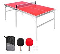 GoSports Ensemble de Tennis de Table de Taille Moyenne - 1,8 x 0,9 m - Jeu de Tennis de Table Portable Intérieur, Extérieur avec Filet, 2 Raquettes de Tennis de Table et 4 Balles