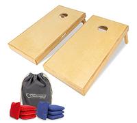 GoSports Jeu de Cornhole - Qualité Commerciale - Inclut 8 Sacs de Lancer Réglementaires de Style Tournoi - Naturel 1.20 m X 60 Cm