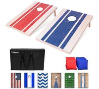 GoSports Jeu de Lancer de Poches avec 2 Planches de 0,9 x 0,6 m, 8 Poches et Étui de Transport - Motif de Bois
