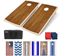 GoSports Jeu de Lancer de Poches avec 2 Planches de 1,2 x 0,6 m, 8 Poches et Étui de Transport - Motif Artisanal