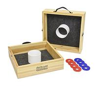 GoSports Jeu de Lancer de rondelles en Bois de Bouleau Premium - Ensemble Portable Comprenant 2 cibles et 8 rondelles
