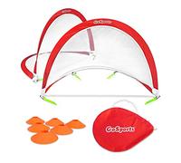 GoSports Lot de 2 Buts de Football Portables Déployants pour Jardin, Lot de 2 Filets de 1.2 m avec Cônes d'Entraînement d'Agilité et Étui de Transport