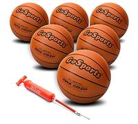 GoSports Lot de 6 Ballons de Basketball en Caoutchouc pour Intérieur-Extérieur avec Pompe et Sac de Transport