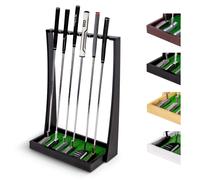 Gosports Premium Wooden Golf Putter Stand - Le rack d'affichage int rieur contient 6 clubs - Brun naturel noir