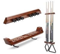 GoSports Support mural pour queue de billard - Peut contenir 6 queues de billard et 2 supports triangulaires - Marron