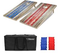 GoSports ToughToss All Weather Cornhole Outdoor Game - 2 Regulation Size Boards, 8 Bean Bags, and Carry Case - Rustic