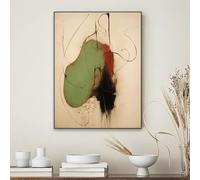 GOSRD Affiche abstraite beige et verte, style nordique, impression d'art mural minimaliste et neutre sur toile, décoration dorée pour salon (50 x 70 cm, sans cadre)