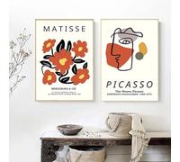 GOSRD Affiche abstraite de mode, style Matisse, marché aux fleurs, exposition Picasso, peinture à l'huile, décoration murale pour la maison ou la chambre (50 x 75 cm - 2 pièces)