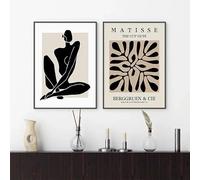 GOSRD Affiche abstraite de style Matisse, lignes corporelles, motifs floraux, style bohème, sur toile, impression d'art mural pour la décoration du salon (70 x 100 cm - 2 pièces)