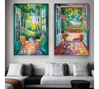 GOSRD Affiche abstraite Henri Matisse, fenêtre ouverte, peinture imprimée pour salon, décoration d'intérieur, peinture sur toile, paysage, art mural (60 x 90 cm, 2 pièces)
