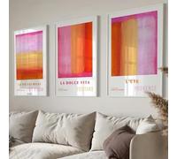 GOSRD Affiche abstraite rose orange, impression sur toile moderne, peinture décorative murale pour chambre à coucher, salon, décoration d'intérieur (50 x 70 cm, 3 pièces)