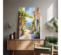 GOSRD Affiche aquarelle sur toile représentant un citronnier côtier, décoration moderne pour le salon (60 x 90 cm)