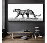 GOSRD Affiche artistique rétro classique guépard sauvage, motif léopard noir et blanc sur toile, décoration pour salon, chambre, bureau ou salle à manger (50 x 100 cm)