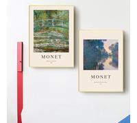 GOSRD Affiche Bassin aux Nénuphars Matin sur la Seine Peinture sur toile Paysage Impression d'art Monet Tableau mural pour la décoration intérieure (60x90cm-2 pièces)