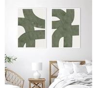GOSRD Affiche bohème abstraite verte minimaliste, peinture sur toile, impression moderne, affiches nordiques, décoration intérieure (40 x 55 cm - 2 pièces)