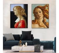 GOSRD Affiche de peinture à l'huile classique de Sandro Botticelli, reproduction d'art de la Renaissance, Naissance de Vénus, peinture sur toile, décoration intérieure (60 x 90 cm - 2 pièces)