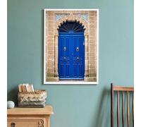 GOSRD Affiche de ville bleue marocaine, architecture arabe, impression sur toile, peinture, voyage, paysage, art mural, décoration d'intérieur (60 x 80 cm)