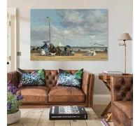 GOSRD Affiche d'Eugène Boudin, Plage à Trouville, toile, art mural, décoration de chambre, maison, 50 x 75 cm, sans cadre