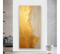 GOSRD Affiche et impressions abstraites aux couleurs dorées et lumineuses, peinture sur toile moderne pour la décoration murale du salon (60 x 120 cm)