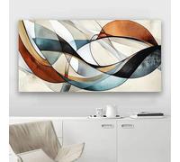 GOSRD Affiche et impressions abstraites géométriques à ruban vert et marron, peinture sur toile, décoration murale pour salon (80 x 160 cm)