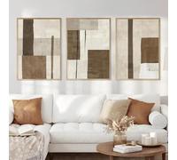 GOSRD Affiche géométrique abstraite marron et beige, peinture sur toile, art mural, neutre, moderne, minimaliste, bohème, décoration d'intérieur, 40 x 60 cm, 3 pièces, sans cadre