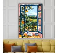 GOSRD Affiche imprimée Henri Matisse « Fenêtre ouverte », vue côtière sur la mer Méditerranée et les orangers, impression sur toile (70 x 100 cm, sans cadre), décoration intérieure.