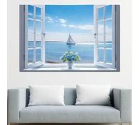 GOSRD Affiche marine paisible « Brise bleue » pour salon, 40 x 60 cm (cadre intérieur) - Décoration côtière, art marin, impression nautique, ambiance estivale.