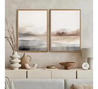 GOSRD Affiche minimaliste scandinave à l'aquarelle, paysage neutre, lignes abstraites, impression sur toile, décoration murale (60 x 85 cm - 2 pièces)