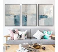 GOSRD Affiche murale abstraite bleu clair, style moderne et minimaliste, impression sur toile, décoration de salon (30 x 40 cm - 3 pièces)