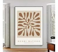 GOSRD Affiche murale minimaliste style bohème abstrait Matisse beige et blanc, lignes blanches, impression sur toile (20 x 35 cm, sans cadre) pour salon ou maison.