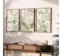 GOSRD Affiche murale vintage représentant un paysage floral classique vert sauge, avec des plantes (30 x 45 cm - 3 pièces)