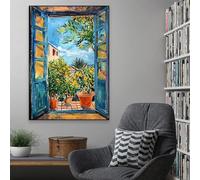 GOSRD Affiche style Henri Matisse « Fenêtre ouverte », impression sur toile, décoration murale pour salon, chambre ou maison (40 x 60 cm/cadre intérieur)