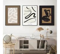 GOSRD Affiche sur toile d'art abstrait, style minimaliste moderne, impression de lignes esquissées, tableau mural pour la décoration de la chambre ou du salon (50 x 75 cm - 3 pièces)