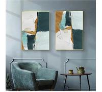 GOSRD Affiche sur toile, peinture murale colorée, impression d'images pour la décoration intérieure du salon, style abstrait moderne avec lignes dorées (70 x 100 cm - 2 pièces)