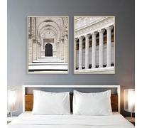 GOSRD Affiches de fleurs de porte d'architecture islamique, impression minimaliste, peinture sur toile, art mural pour salon, décoration d'intérieur moderne (30 x 30 cm, 2 pièces)