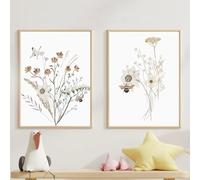 GOSRD Affiches de fleurs sauvages, peinture sur toile neutre, aquarelle florale, impression d'art mural, images pour la décoration de la chambre, du salon et de la maison (40x55cm-2 pièces)