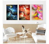 GOSRD Affiches et impressions sur toile, peinture à l'huile moderne, tableau mural pour salon, nuage gris et jaune, décoration intérieure abstraite (50x75cm-3 pièces)