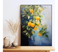 GOSRD Affiches et impressions sur toile représentant des feuilles de citrons frais, art mural minimaliste nordique, pour salon, décoration d'intérieur moderne (60 x 80 cm)