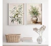 GOSRD Affiches et impressions vintage à l'aquarelle de branches d'olivier, peinture botanique bohème sur toile, décoration printanière nordique pour la maison (50x70CMx2/sans cadre)