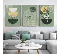 GOSRD Affiches murales bohèmes vert sauge et tableau imprimé abstrait géométrique minimaliste sur toile pour la décoration de la chambre à coucher (40x55cm-3 pièces)