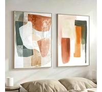 GOSRD Affiches sur toile abstraites géométriques bohèmes, formes vertes simples, décoration murale moderne pour la maison (60x80cm-2 pièces)
